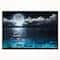 Designart - Romantic Full Moon Over Sea - Seascape Framed Canvas Art Print